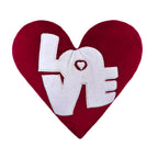 Set of 2 Red Velvet Heart-Shaped Plush Pillow with "Love" Embroidery