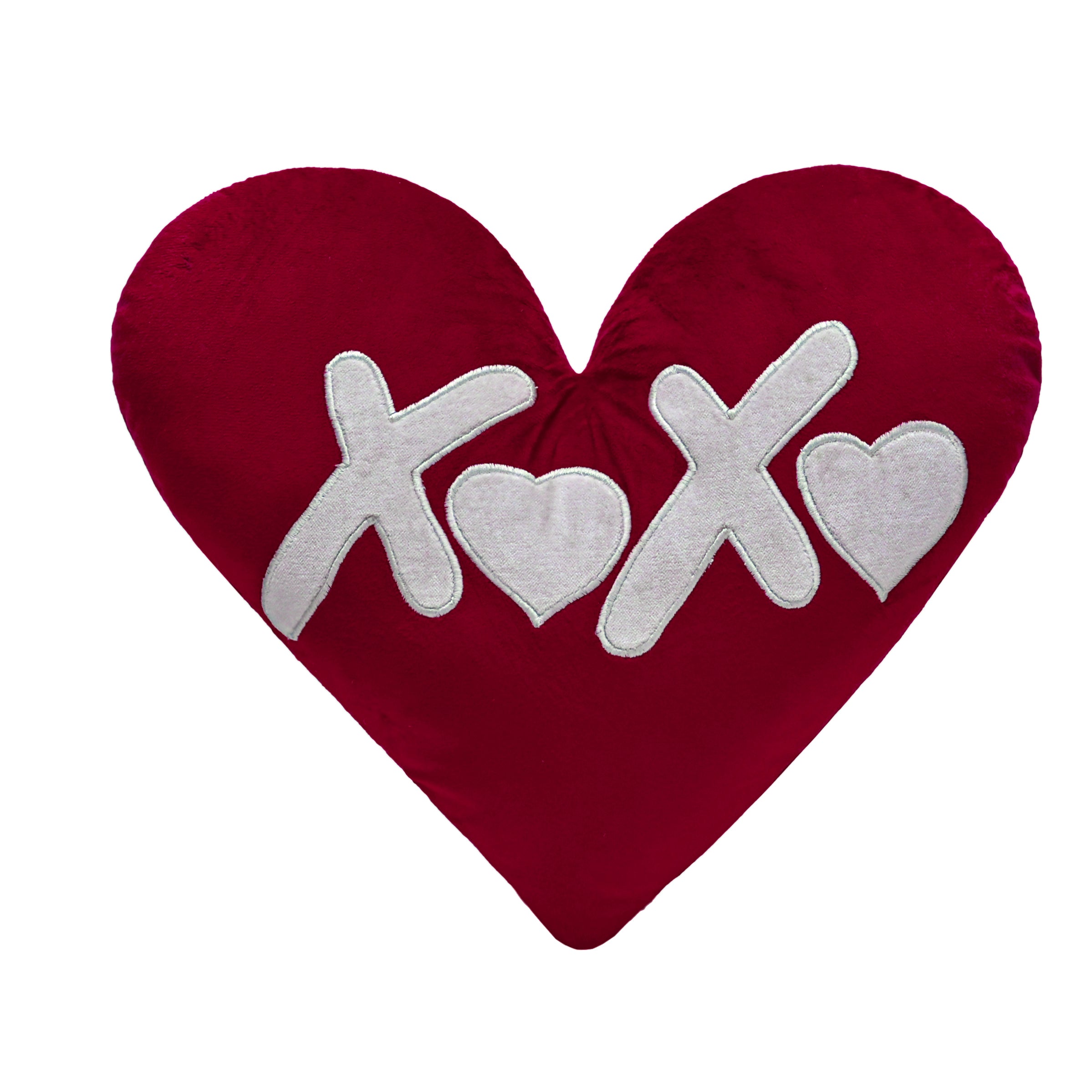 Set of 2 Red Heart-Shaped Velvet Cushions with Embroidery Romantic Valentine's Day Gift Decor