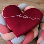 Set of 2 Red Heart-Shaped Velvet Cushions with "I Love You" Embroidery – Romantic Valentine's Day Gift Decor for Couple, Girlfriend, Boyfriend