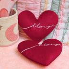 Set of 2 Red Heart-Shaped Velvet Cushions with "I Love You" Embroidery – Romantic Valentine's Day Gift Decor for Couple, Girlfriend, Boyfriend