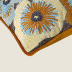 Multicolor Floral Embroidered Throw Pillow