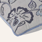 Blue Floral Embroidered Linen Pillow