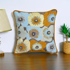 Multicolor Floral Embroidered Throw Pillow