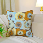 Multicolor Floral Embroidered Throw Pillow