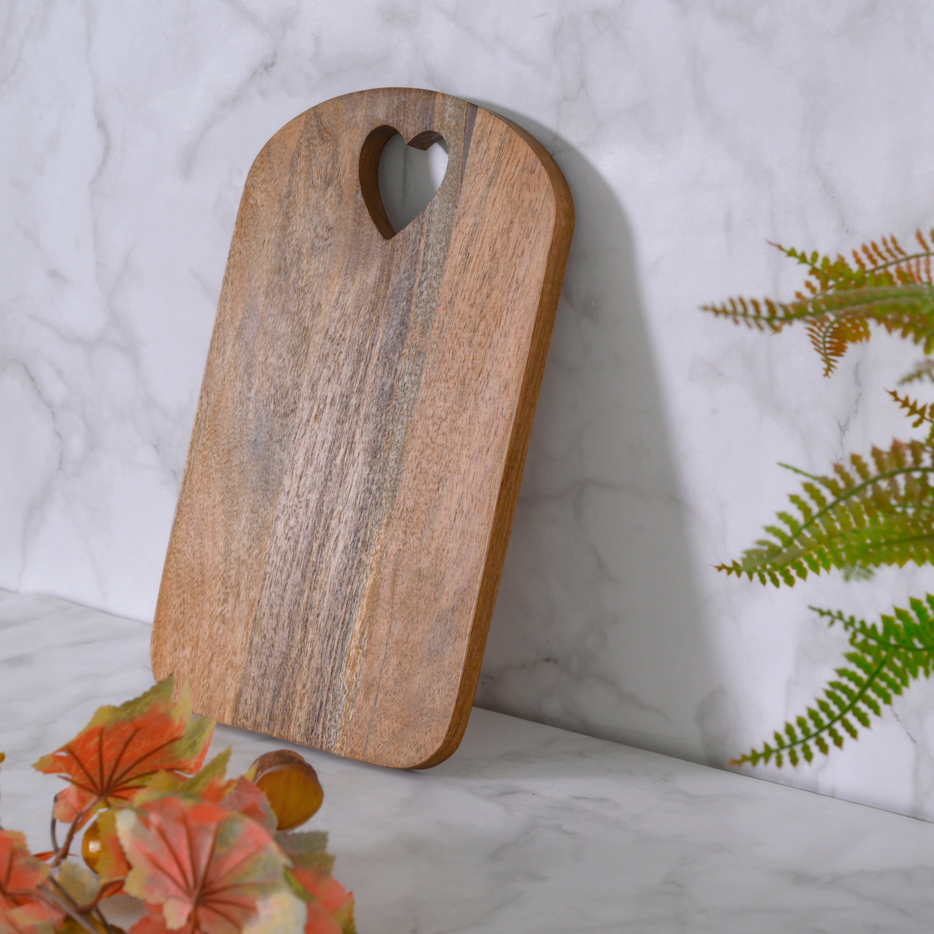Handcrafted Wood Serving Board with Heart Cutout