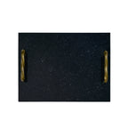 Midnight Granite Serving Tray with Twisted Brass-Finished Handles