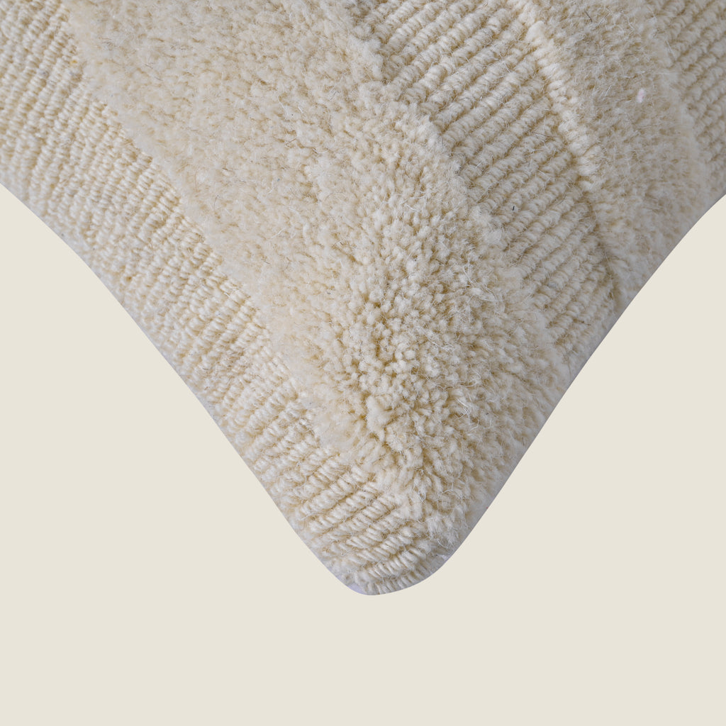 Tufted Decorative Pillow | Textured Boho Accent Cushion | Off-White Neutral Decor Set of 1 Pc