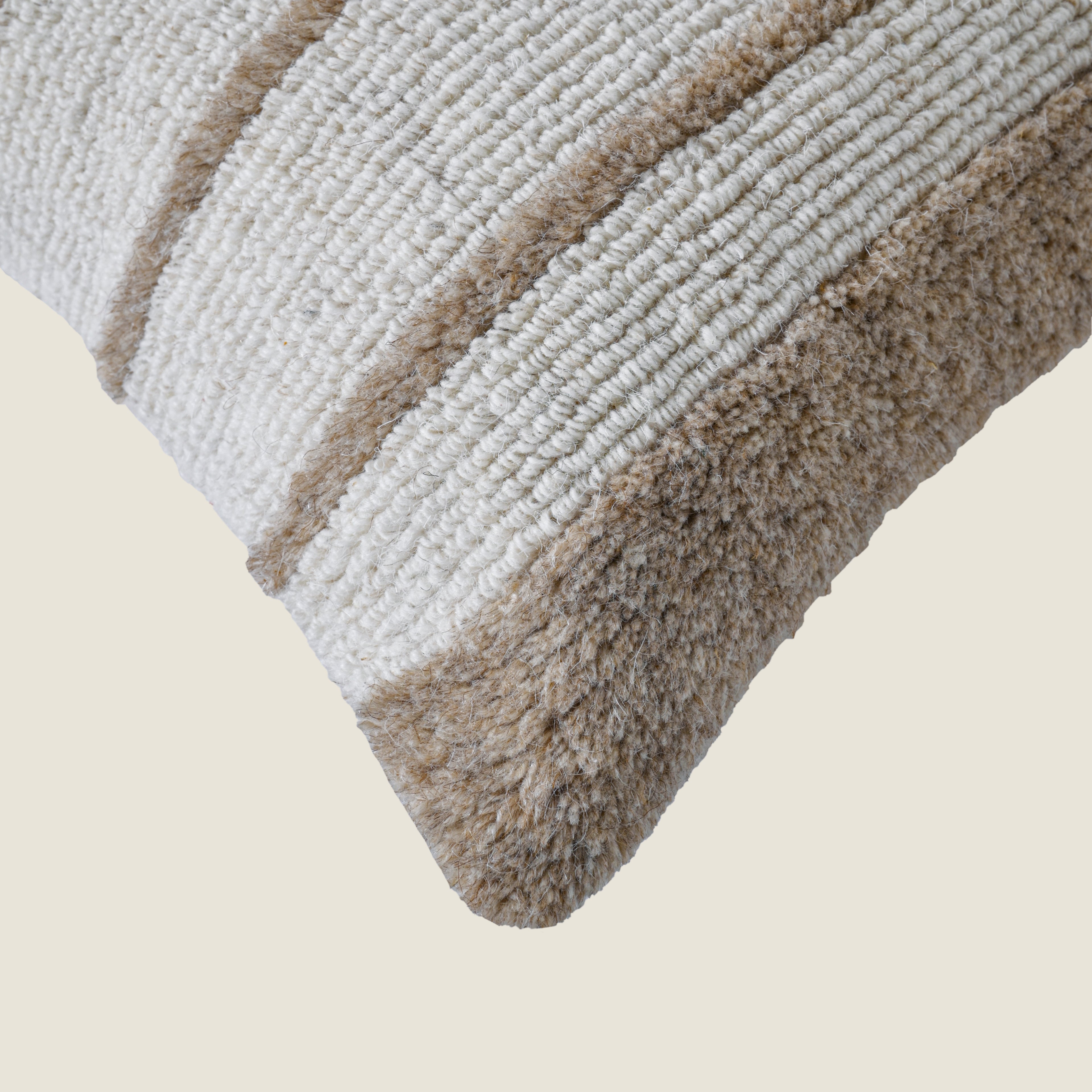 Hand-Woven Striped Textured Pillow | Boho Decorative Square Cushion Cover for Sofa, Couch, or Bed – Cream & Natural Set of 1 Pc