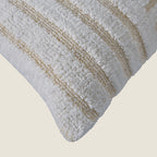 Boho Striped Lumbar Pillow Cover | Cream & Tan Textured Linear Hand-Woven Accent for Farmhouse & Coastal Decor Set of 1 Pc
