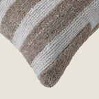 Hand-Textured Lumbar Pillow | Neutral Tan & Ivory Block Stripe Decorative Cushion Cover Set of 1 Pc