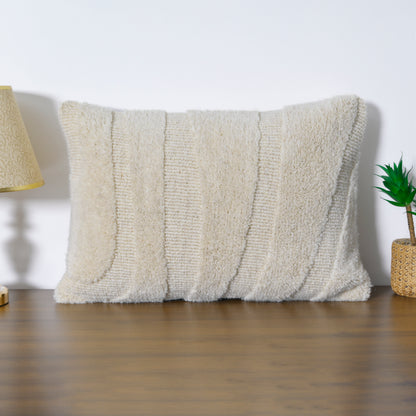 Ultra-Textured Cream Lumbar Pillow Case |  Perfect Size Accent for Farmhouse, Scandi, and Minimalist Home Decor Set of 1 Pc