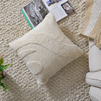 Tufted Decorative Pillow | Textured Boho Accent Cushion | Off-White Neutral Decor Set of 1 Pc