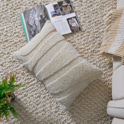 Ultra-Textured Cream Lumbar Pillow Case |  Perfect Size Accent for Farmhouse, Scandi, and Minimalist Home Decor Set of 1 Pc