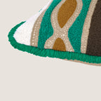 Premium Geometric Tufted Cushion Cover | Soft Decorative Cotton Pillow Case for Sofa, Bed & Living Room (Green & Mustard) Set of 1 Pc