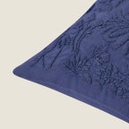 Hand-Embroidered Floral Decorative Pillow Cover | Navy Blue Textured Cotton Linen Cushion Cover for Sofa, Couch, and Bedroom Set of 1 Pc