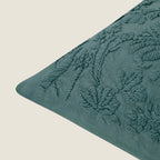 Hand-Embroidered Floral Cushion Cover | Teal Textured Pillow Cover for Sofa & Home Decor Set of 1 Pc