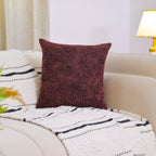 Hand-Embroidered Floral Cushion Cover | Deep Burgundy Textured Pillow Cover Set of 1 Pc