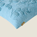 Sky Blue Embroidered Floral Pillow Cover | Textured Cotton Accent Cushion Cover Set of 1 Pc