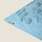 Sky Blue Embroidered Floral Pillow Cover | Textured Cotton Accent Cushion Cover Set of 1 Pc
