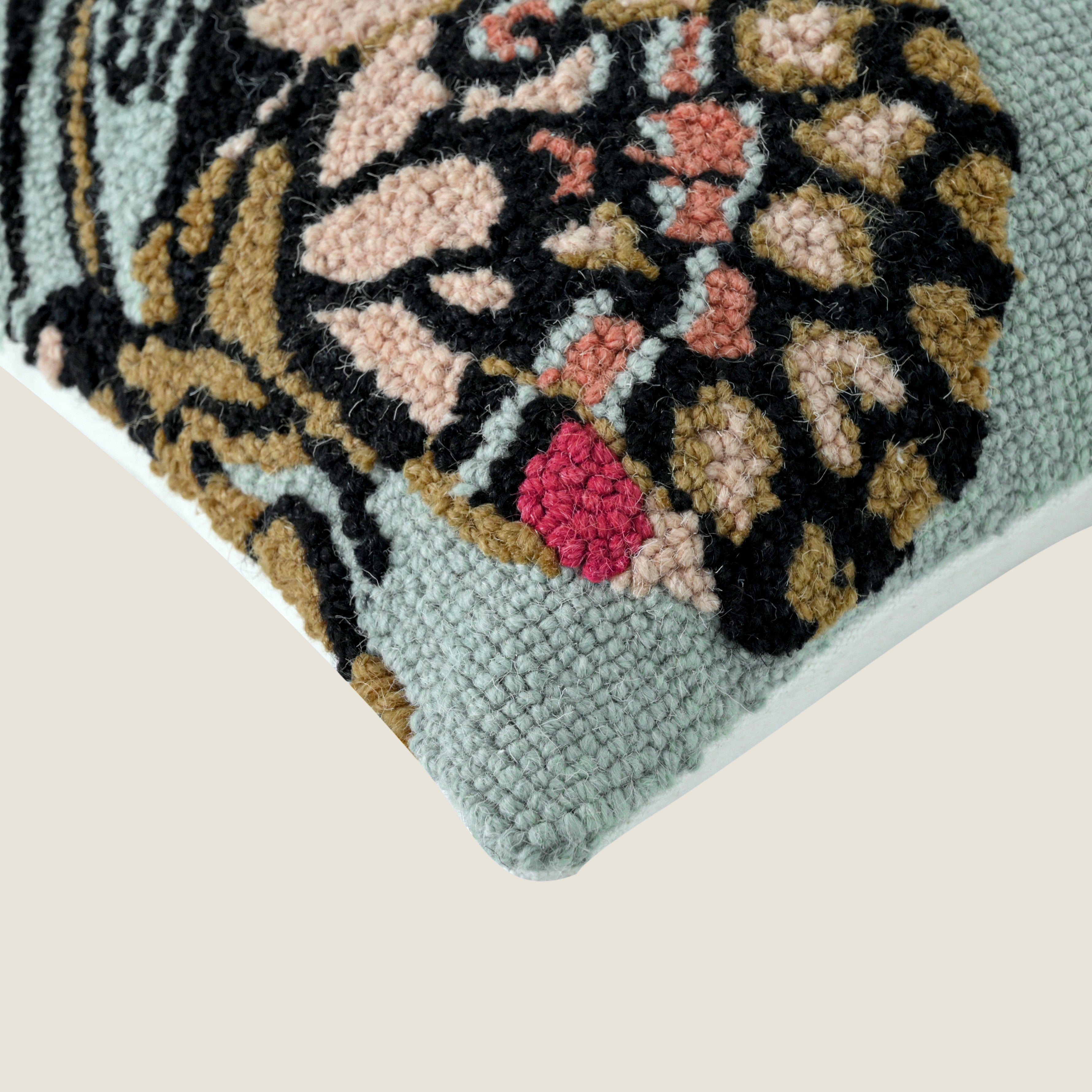 Hand-Hooked Butterfly Decorative Pillow Cover | Sage Green Textured Cushion - Inspired Decor for Kids Room Set of 1 Pc