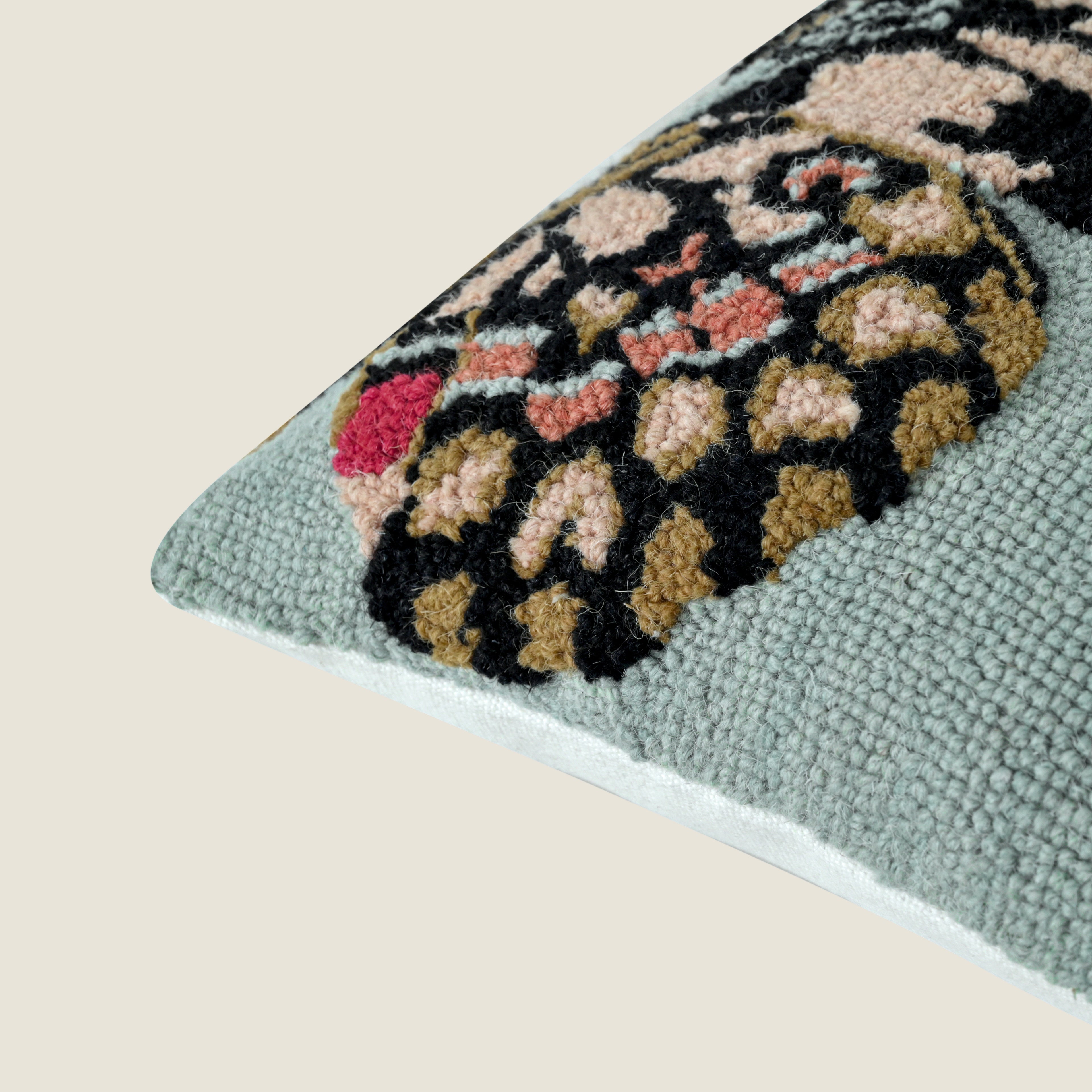 Hand-Hooked Butterfly Decorative Pillow Cover | Sage Green Textured Cushion - Inspired Decor for Kids Room Set of 1 Pc