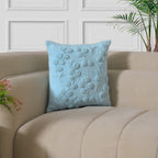 Sky Blue Embroidered Floral Pillow Cover | Textured Cotton Accent Cushion Cover Set of 1 Pc