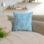 Sky Blue Embroidered Floral Pillow Cover | Textured Cotton Accent Cushion Cover Set of 1 Pc