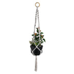 Handmade Macramé Plant Hanger with Elegant Black Metal Pot | Boho Home Decor Hanging Planter for Indoor & Outdoor