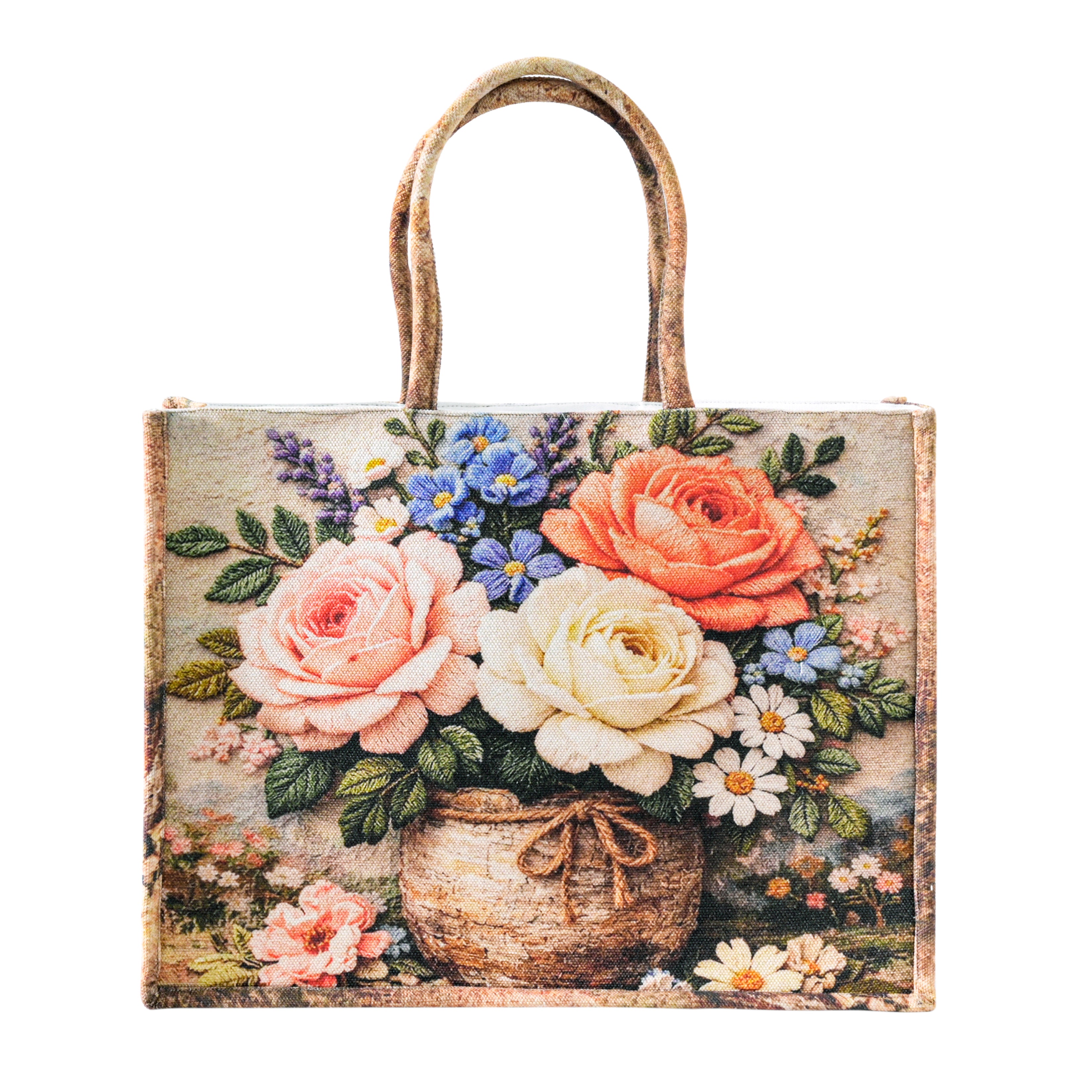 Vintage Floral Tapestry Tote Bag – Woven Rose Bouquet