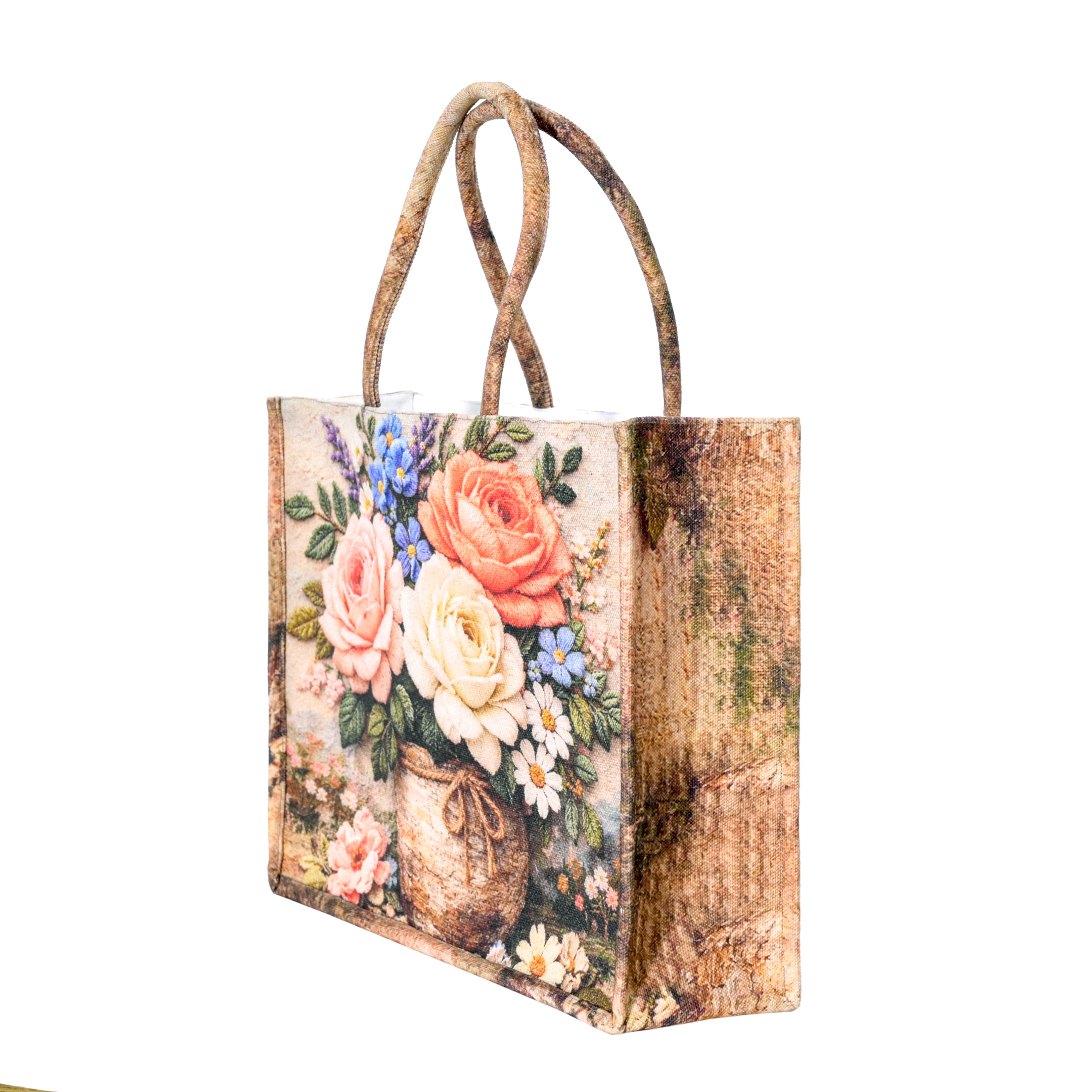 Vintage Floral Tapestry Tote Bag – Woven Rose Bouquet