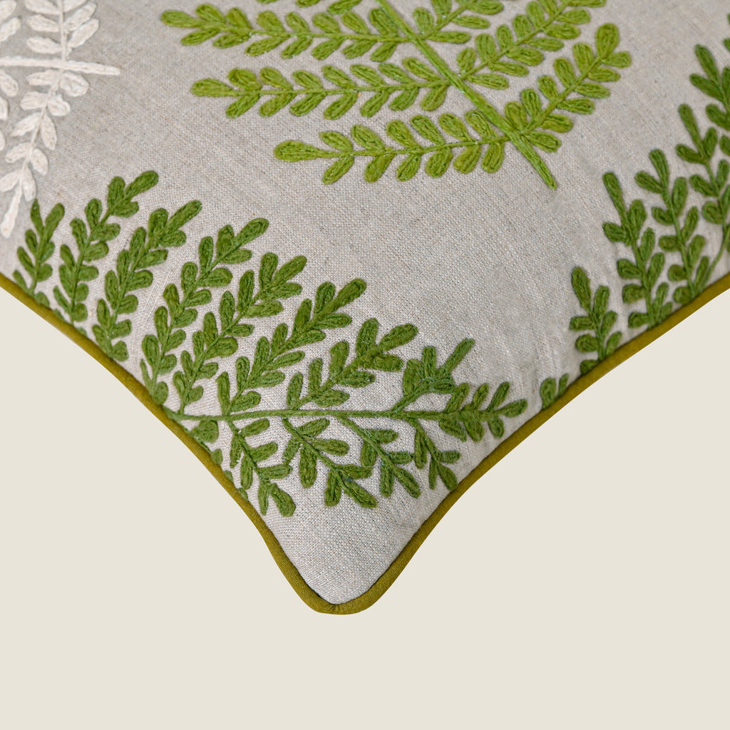 Embroidered Botanical Throw Pillow
