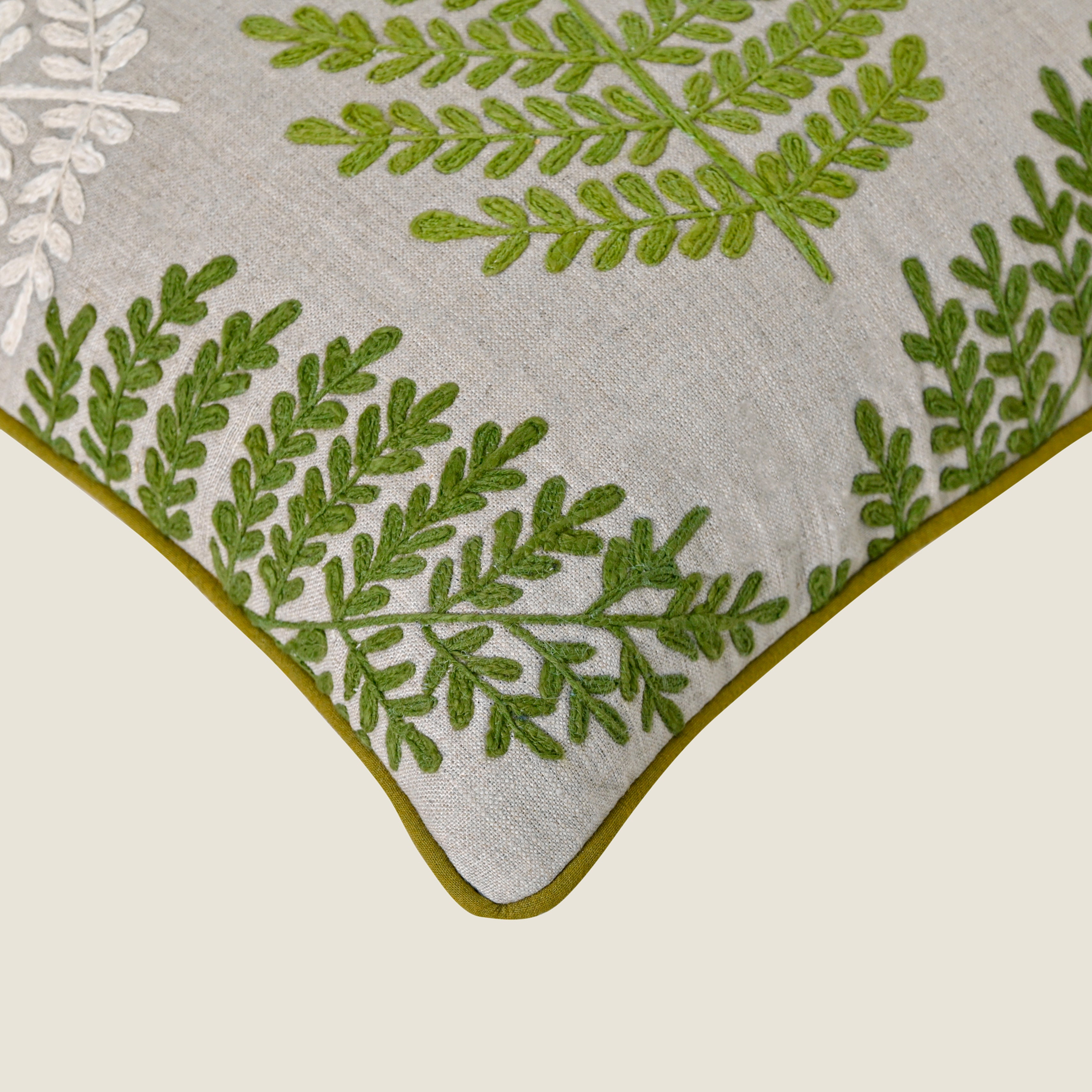 Embroidered Botanical Throw Pillow