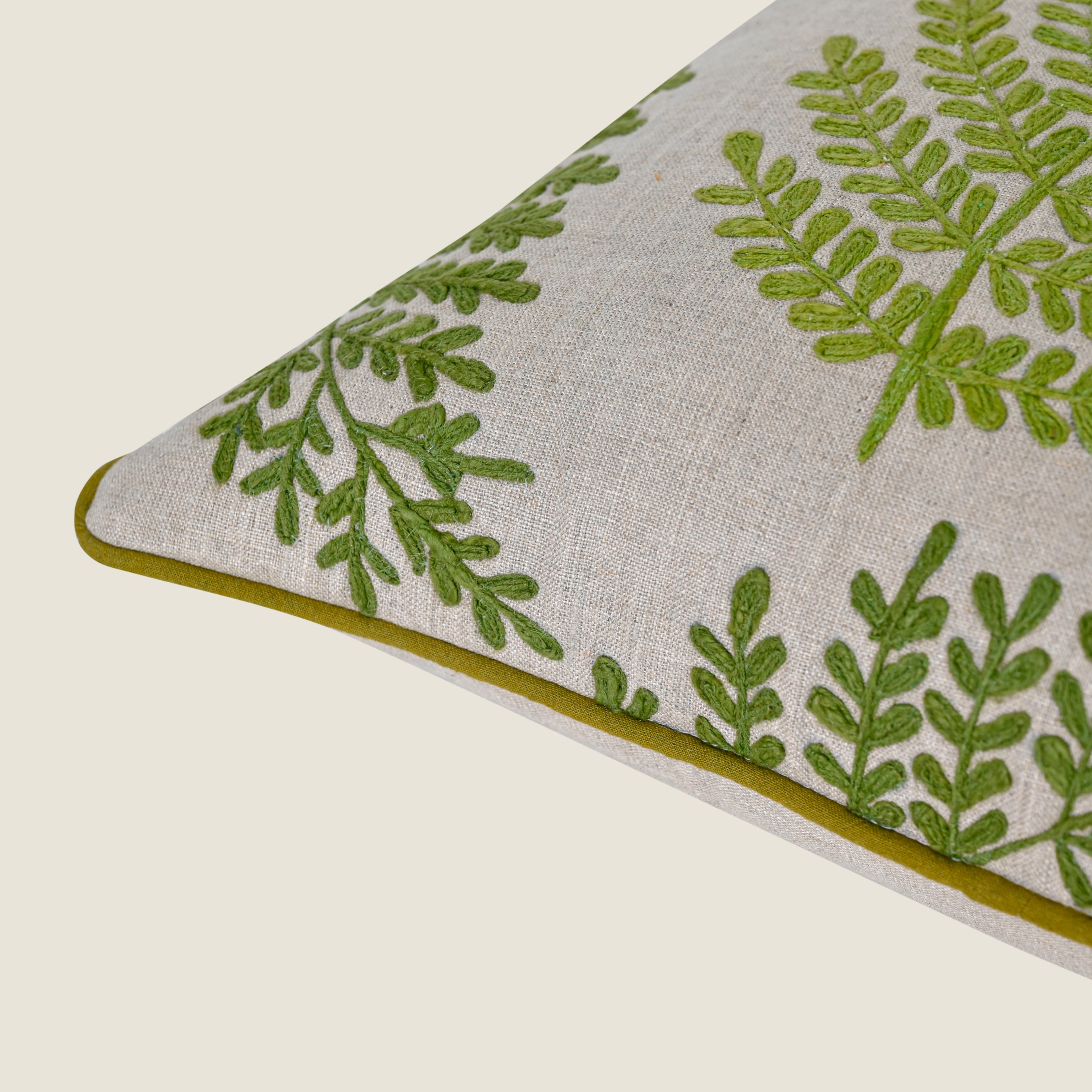 Embroidered Botanical Throw Pillow