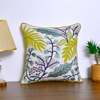 Embroidered Botanical Accent Pillow