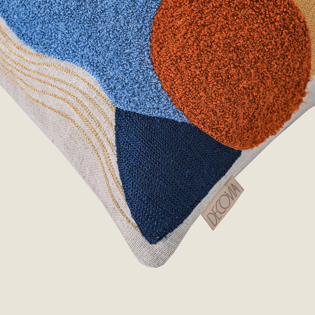 Embroidered Abstract Square Cushion Cover - 16x16 Inch  Set of 1 Pc