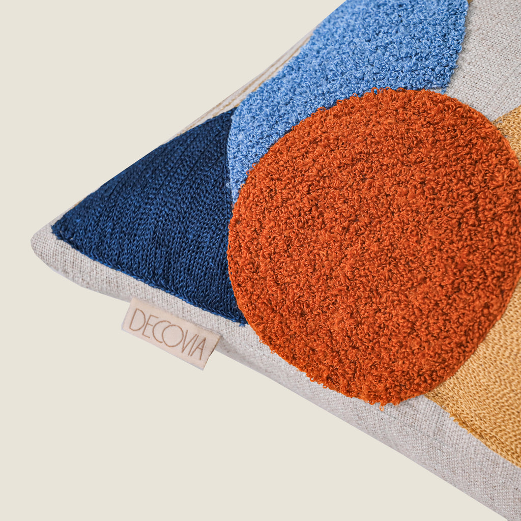 Embroidered Abstract Square Cushion Cover - 16x16 Inch  Set of 1 Pc