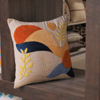 Embroidered Abstract Square Cushion Cover - 16x16 Inch  Set of 1 Pc
