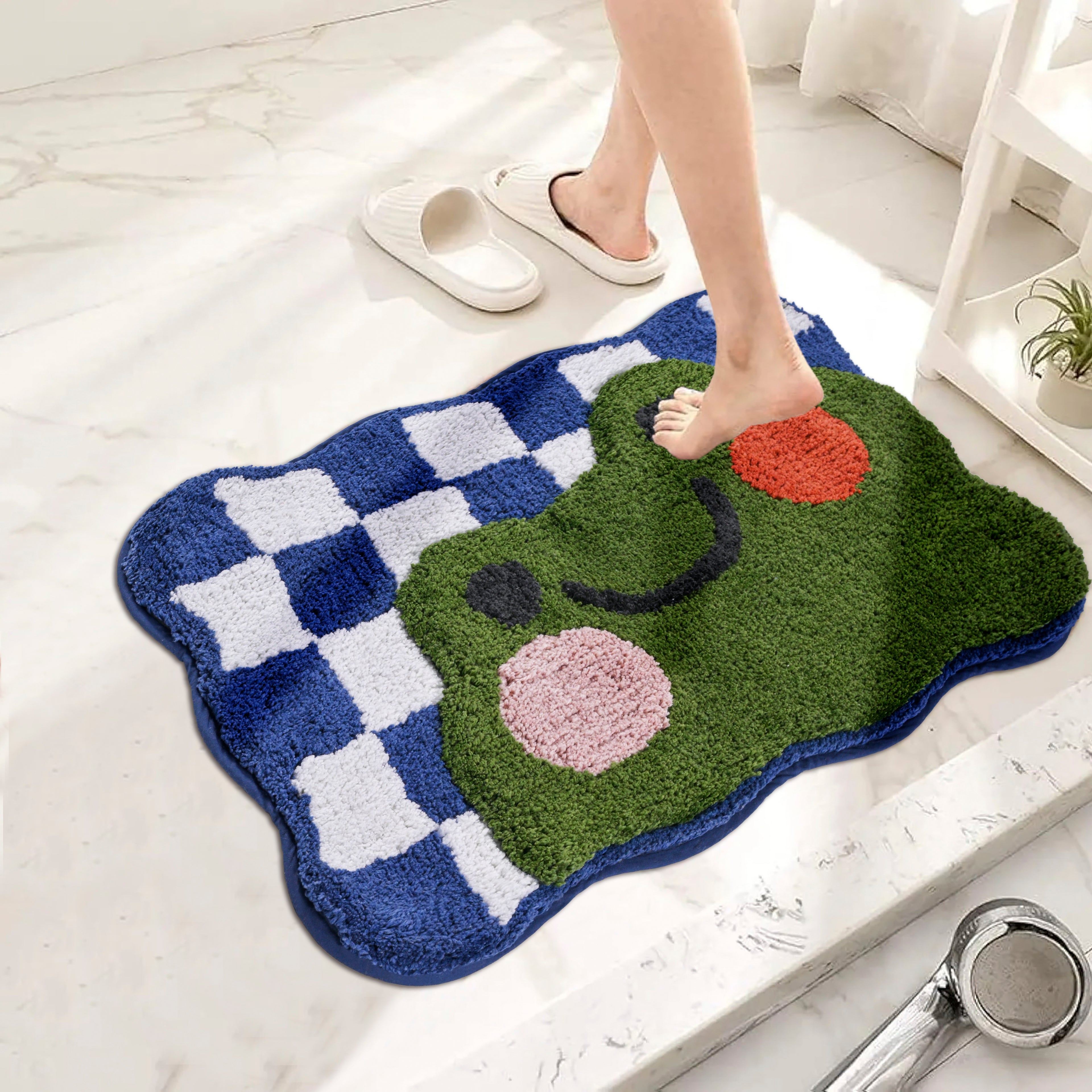 Cute Frog Design Anti-Slip Soft  Water Absorbent Bath Mat & Room Entrance Rug