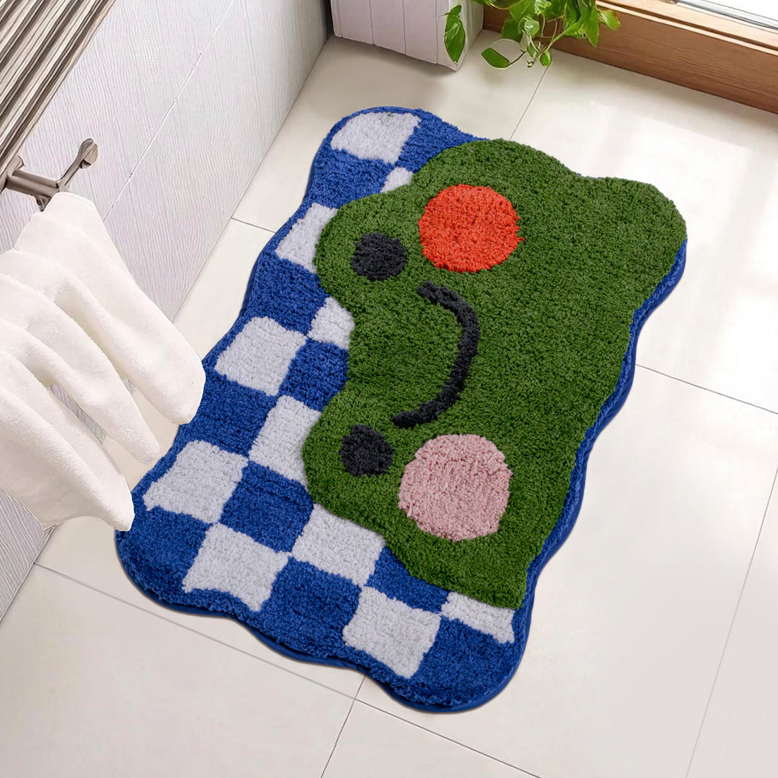 Cute Frog Design Anti-Slip Soft  Water Absorbent Bath Mat &amp; Room Entrance Rug