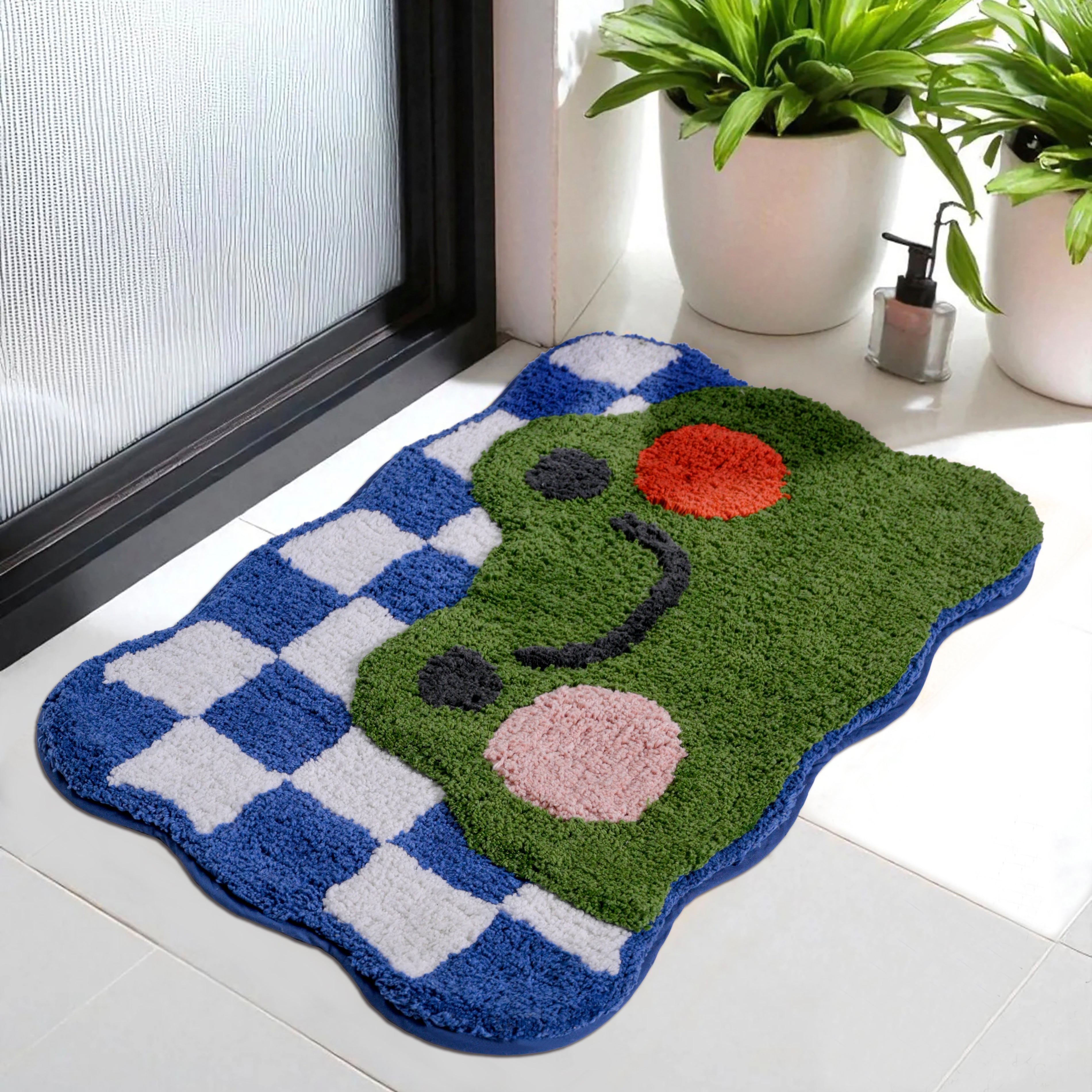 Cute Frog Design Anti-Slip Soft  Water Absorbent Bath Mat & Room Entrance Rug