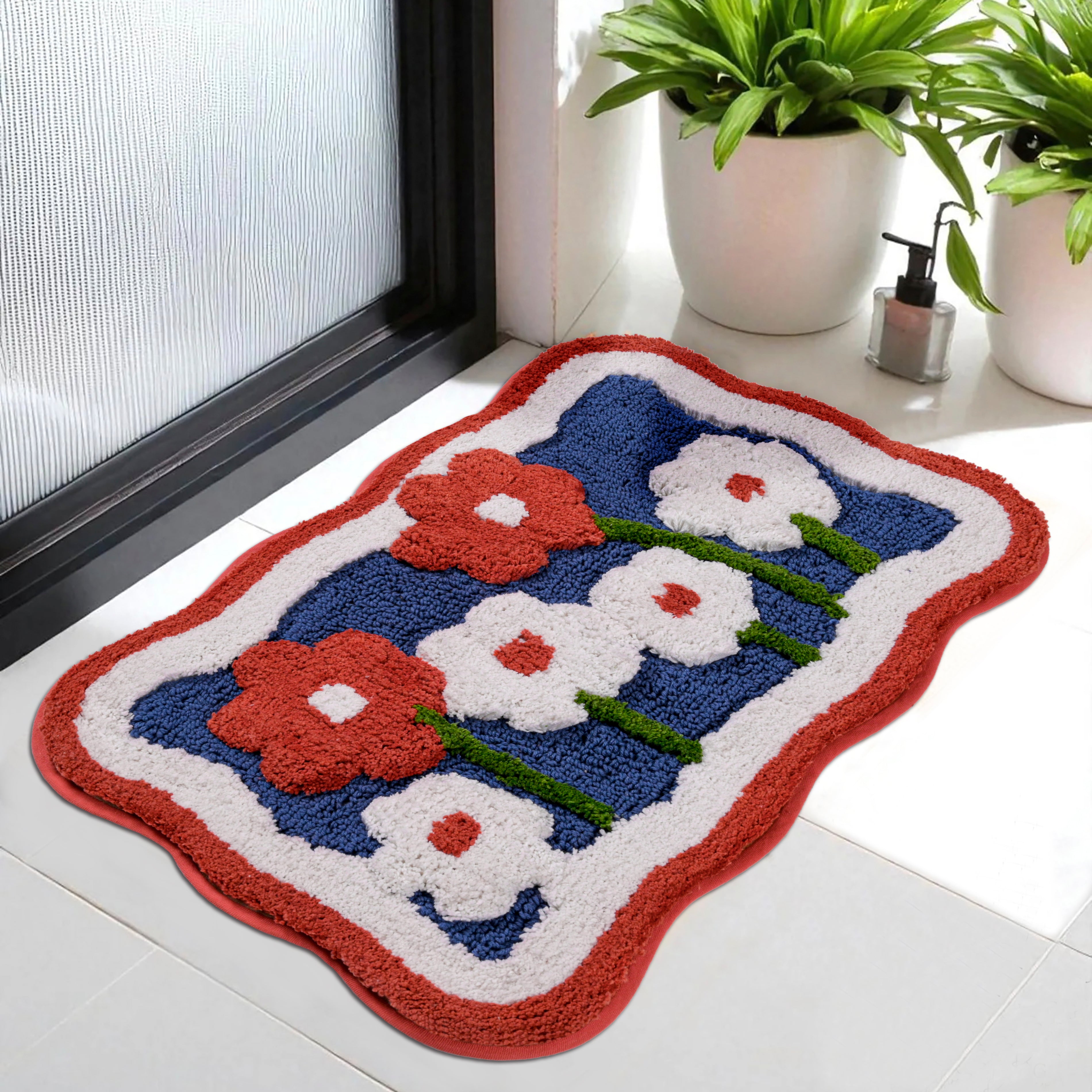 Bloom & Bright Premium Cotton Bath Mat Artistic Floral