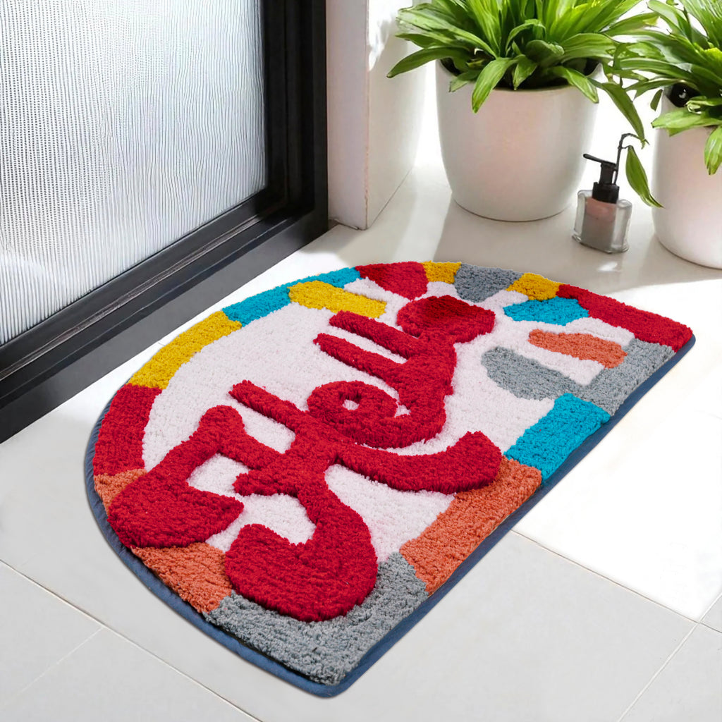 Vibrant "Hello" Semi-Circle Decorative Bath Mat