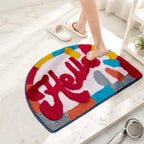 Vibrant "Hello" Semi-Circle Decorative Bath Mat