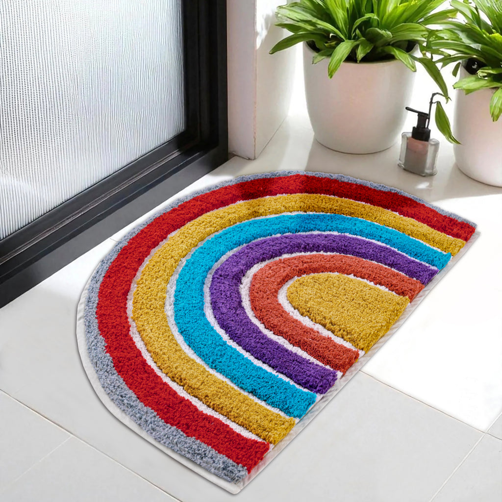 Premium Cotton Semi-Circle Rainbow Bath Mat