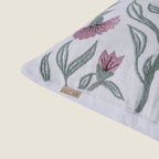 Decovia Floral Embroidered Decorative Pillow Cover | Pink and Green Flower Pattern Set of 1 Pc
