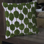 Square Green Tufted Leaf Pillow Cover | Decorative Boho Accent Cover Set of 1 Pc