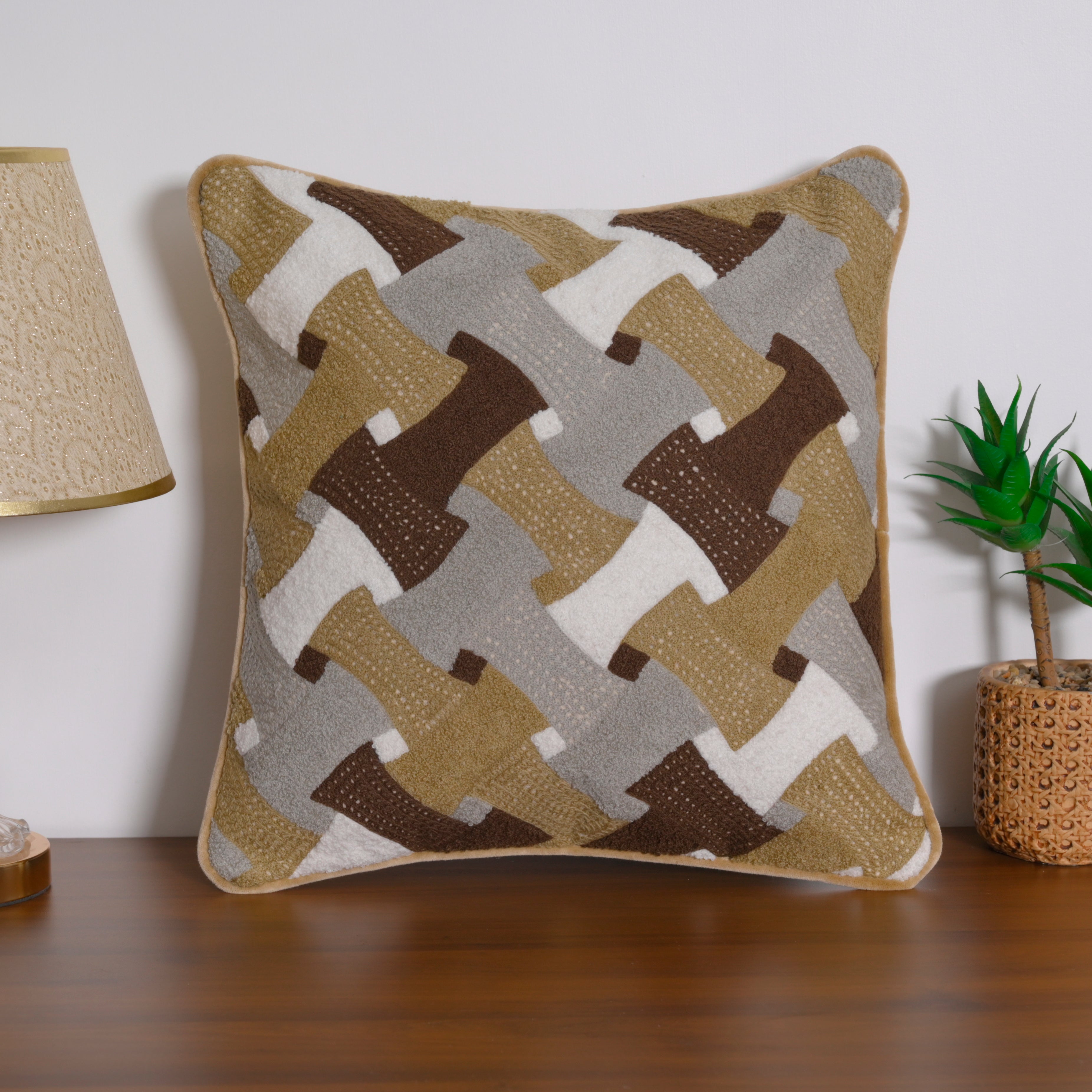 Textured Geometric Accent Pillow