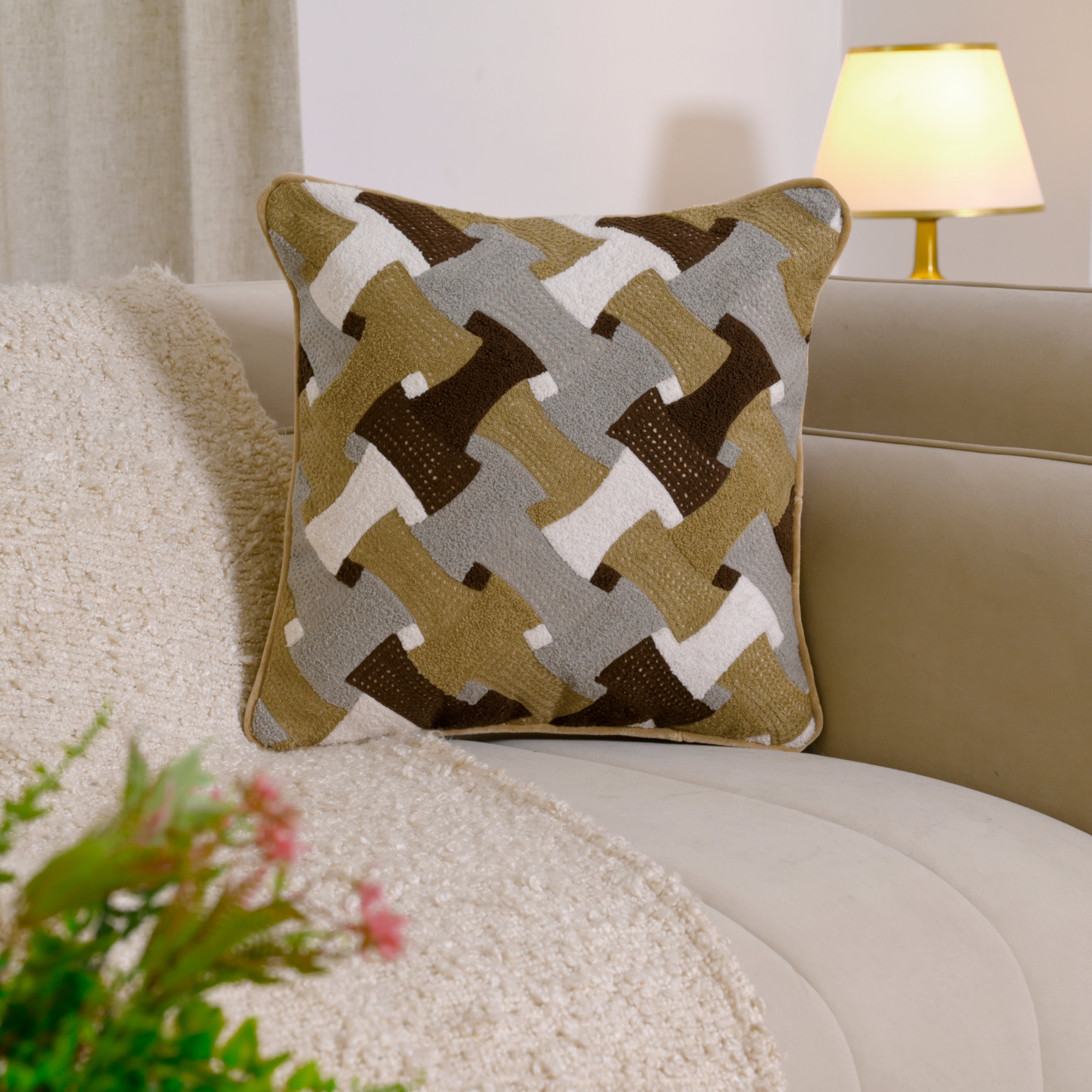 Textured Geometric Accent Pillow