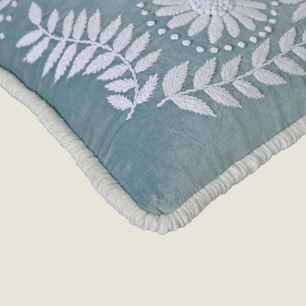 Hand-Embroidered Velvet Accent Pillow