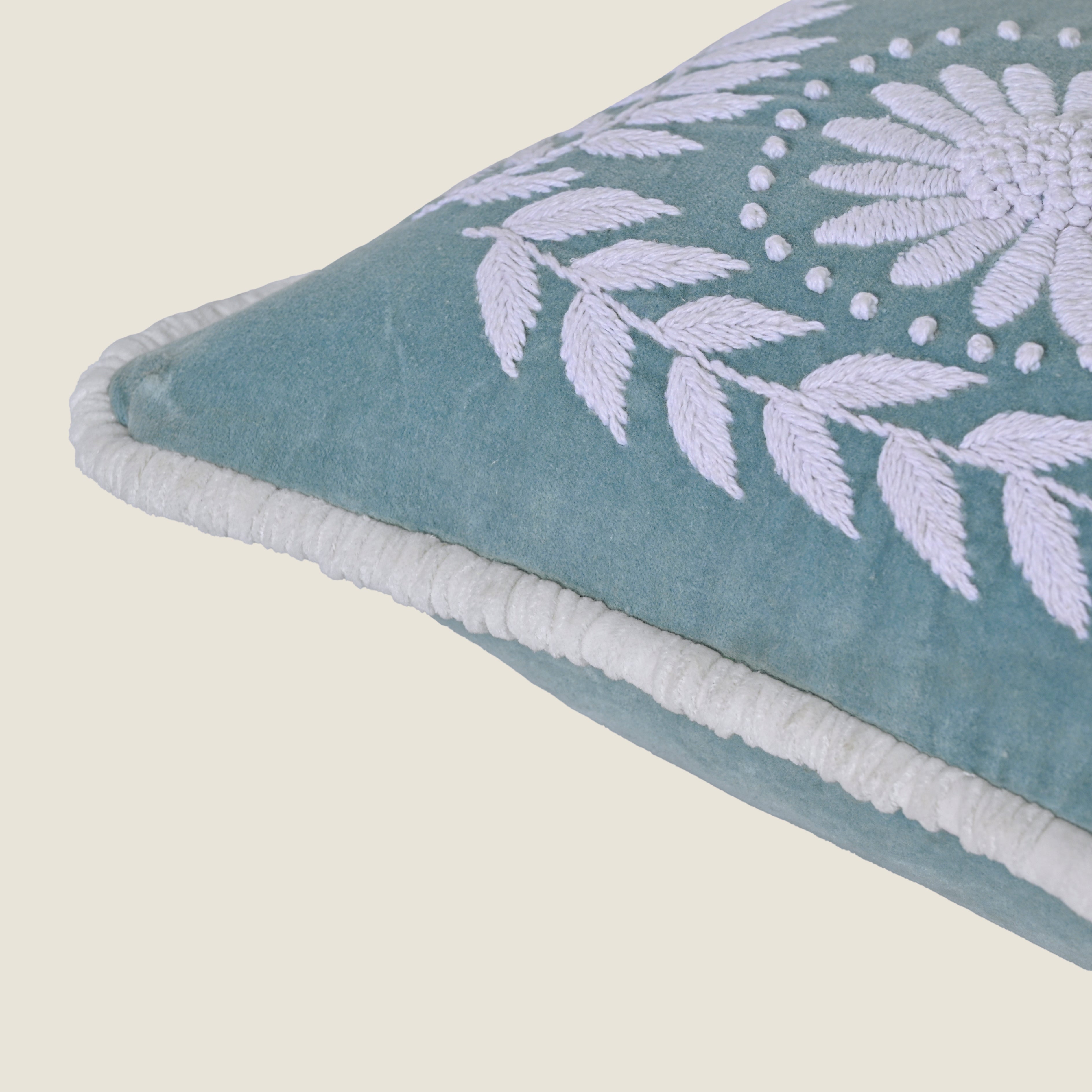 Hand-Embroidered Velvet Accent Pillow